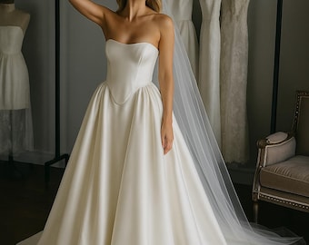The Celeste – Classic Satin A-Line Wedding Gown