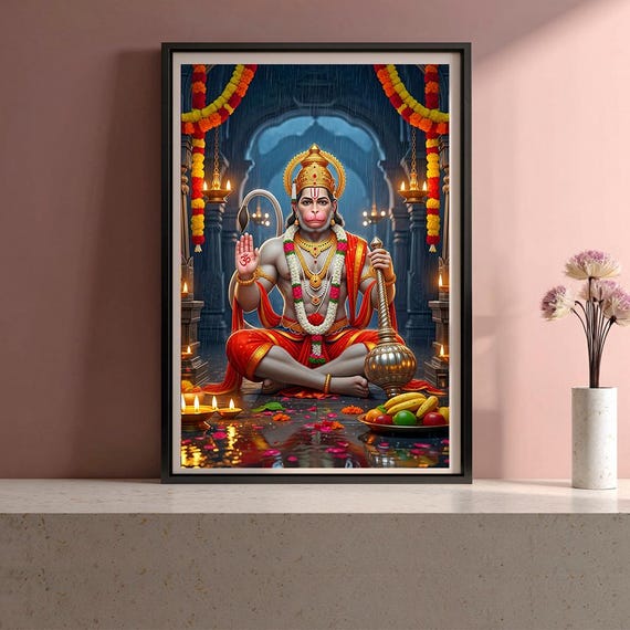 Lord Hanuman High-resolution Print: Hindu God Poster (digital