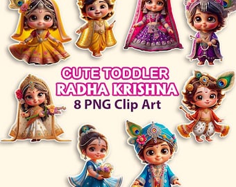 Radha Krishna PNG Cutouts: Baby Shower Decor (Digital Download)
