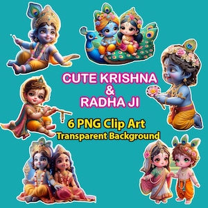 Krishna and Radha Clipart | Event Decor Cutout | Baby Radha & Krishna Transparent PNG | Baby Shower Decor | Digital Download
