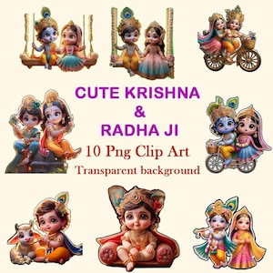 Krishna und Radha Clipart | Event Decor Ausschnitt | Baby Radha Krishna Transparente PNG | Babyparty Dekor | Digitaler Download