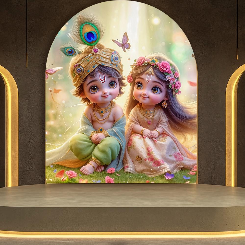 Cute Radha Krishna Ji | Divine Love | Little Radha Krishna Wall Art | Hindu God Krishna Printable | Instant Download