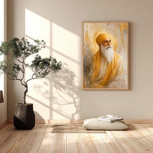 Guru Nanak Dev Sikh väggkonst: Gyllene porträtt (digital nedladdning)