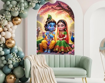 Radha Krishna Printable | Lord Krishna Poster | Hindu Deity Wall Art | Digital Download