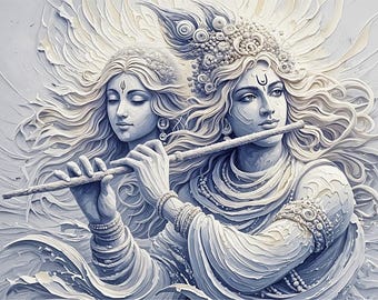 Radha Krishna Art Print: Hindu God, Divine Love (Digital Download)
