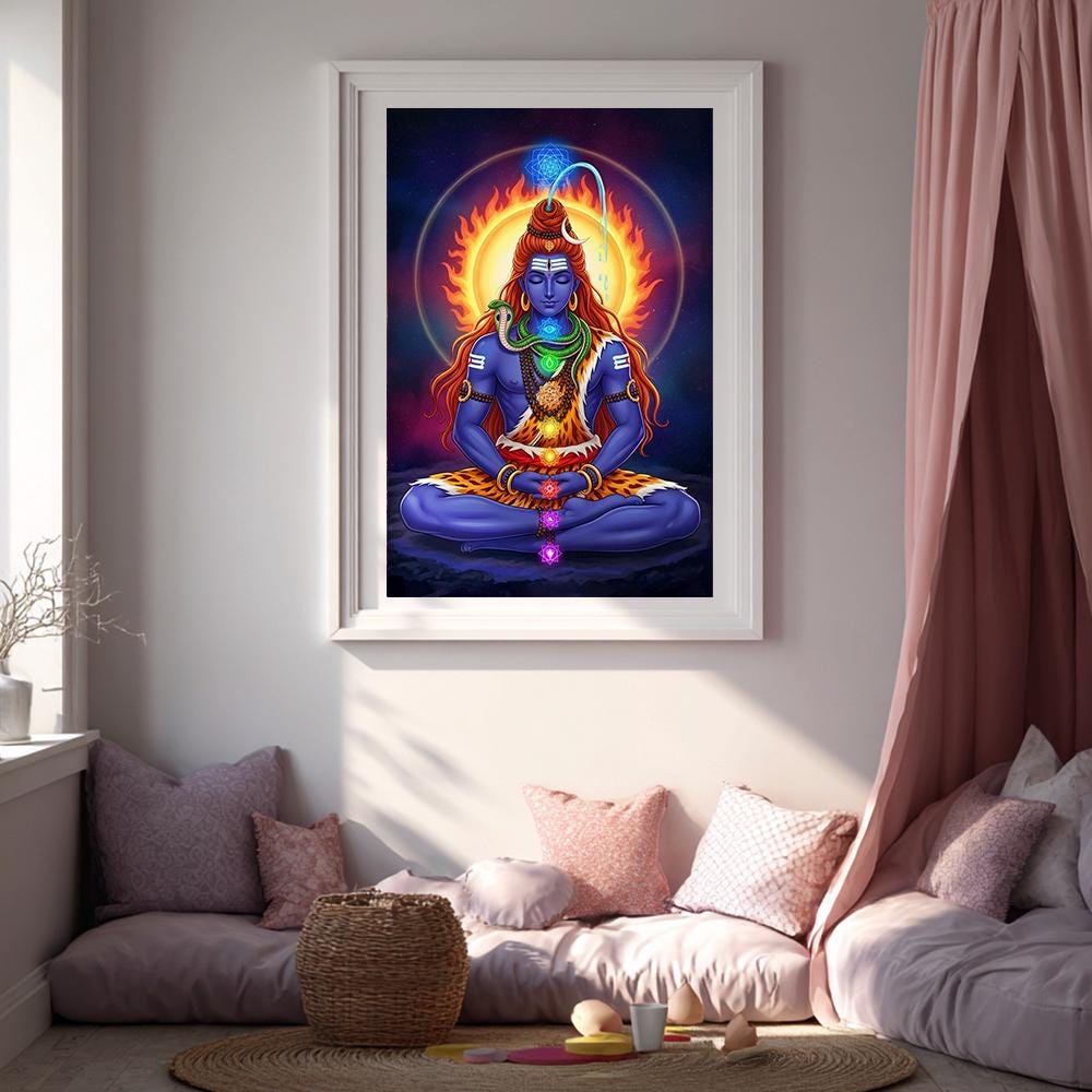Lord Shiva Meditation Print | Hindu God Spiritual Wall Art