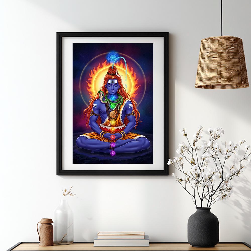 シヴァ神の瞑想プリント｜ヒンドゥー教の神のスピリチュアルな壁アート