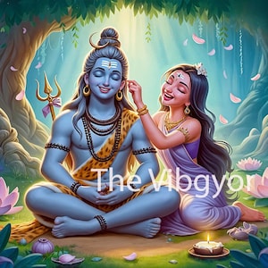 Señor Shiva y la Diosa Parvati ji / Dios hindú / Devi Parvati y el Dios Shiva / Arte imprimible / Imagen de descarga digital