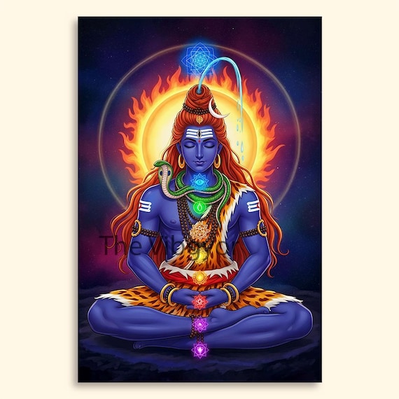 Lord Shiva Meditation Print | Hindu God Spiritual Wall Art