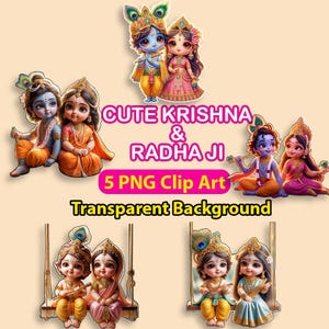 Krishna and Radha 5 Clipart | Event Decor Cutout | Baby Radha & Krishna Transparent PNG | Baby Shower Decor | Digital Download