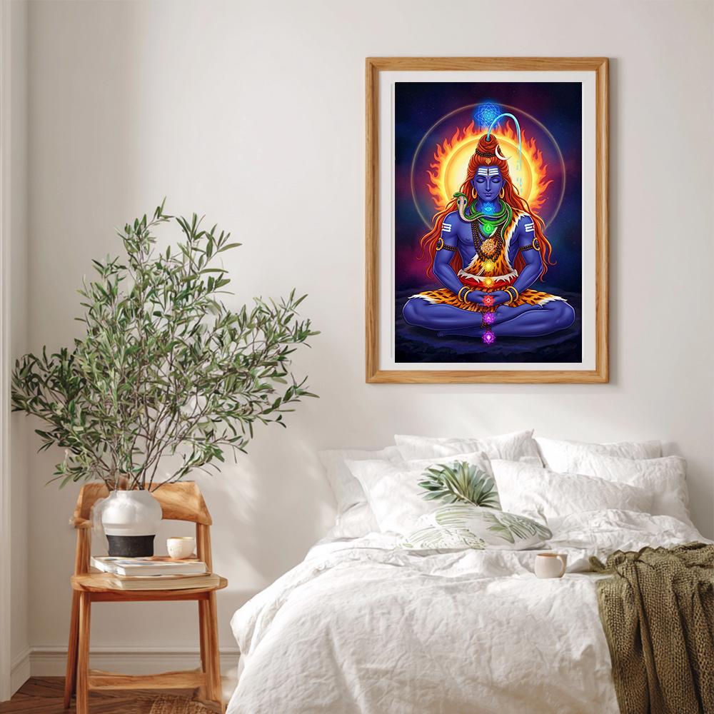 Lord Shiva Meditation Print | Hindu God Spiritual Wall Art
