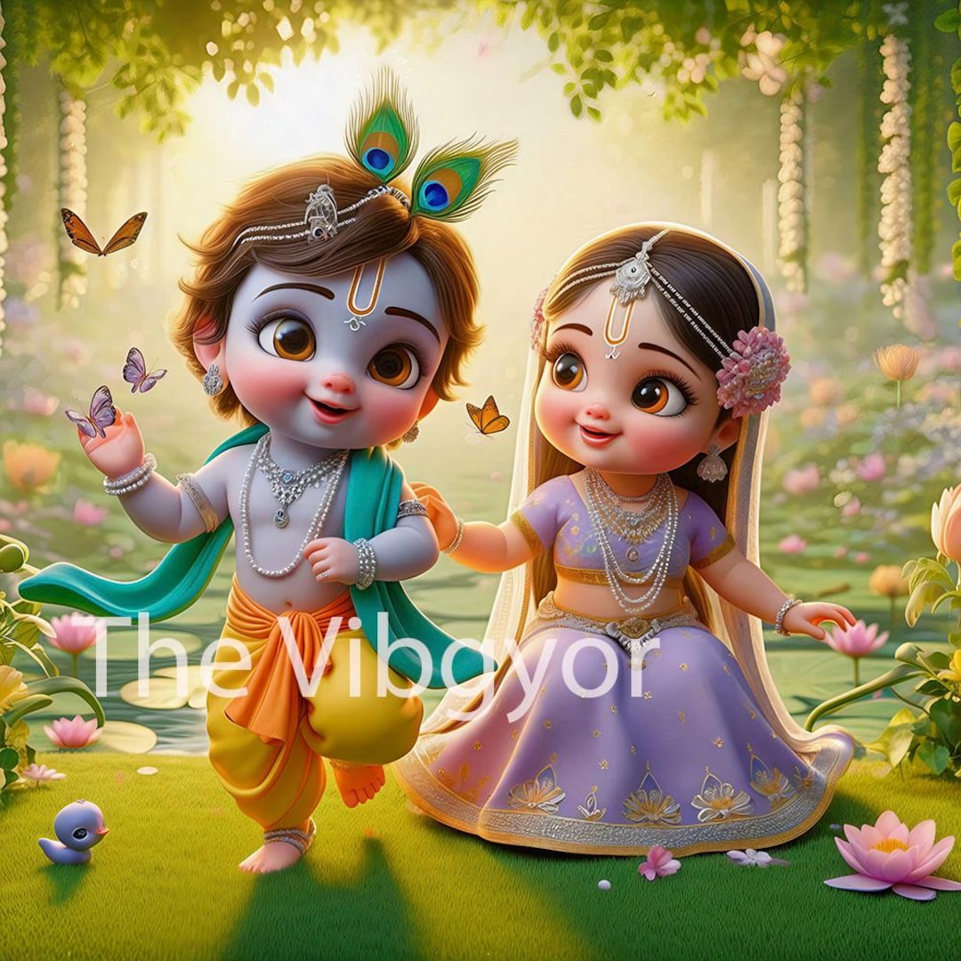 Radha Krishna Wall Art: Hindu God Print, Divine Love (instant