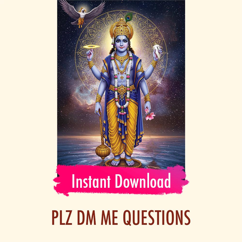 ヴィシュヌ神のデジタル絵画：ヒンドゥー教の神の芸術、スピリチュアル