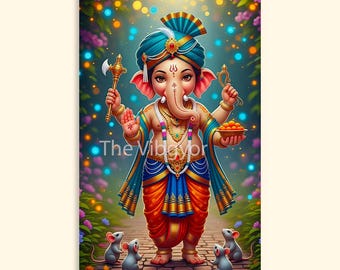 Lord Ganesha Print: Hindu God Digital Art (Digital Download)