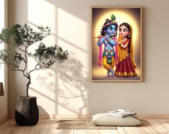 Radha Krishna Printable | Radhe-Krishna | Divine Love  | Pooja Room HD Print | Digital Download