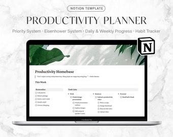 Notion Productivity Planner, Task Management Template, Time Management, Notion Dashboard, Digital Notion Planner