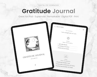 Aesthetic Digital Gratitude Journal, Daily Gratitude Journal Template for iPad, GoodNotes, SuperNote, Remarkable, PDF, Self Care
