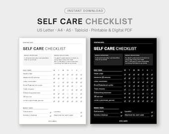 Minimal Self Care Checklist Printable, Aesthetic Self Care List PDF, Digital Self Care Journal, Self Care Routine, Daily Habit Tracker