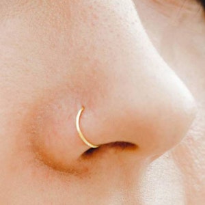 Solid 9ct Gold - Nose Ring Hoop Cartilage Septum - 6mm 7mm 8mm 9mm - 0.4mm up to 0.8mm Thick