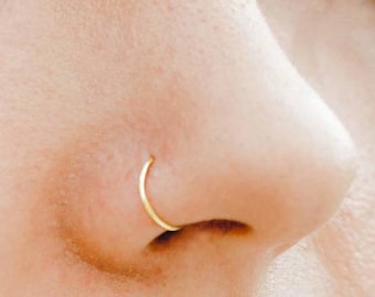 Massief 9ct goud - neusring hoepel kraakbeen septum - 6 mm 7 mm 8 mm 9 mm - 0,4 mm tot 0,8 mm dik