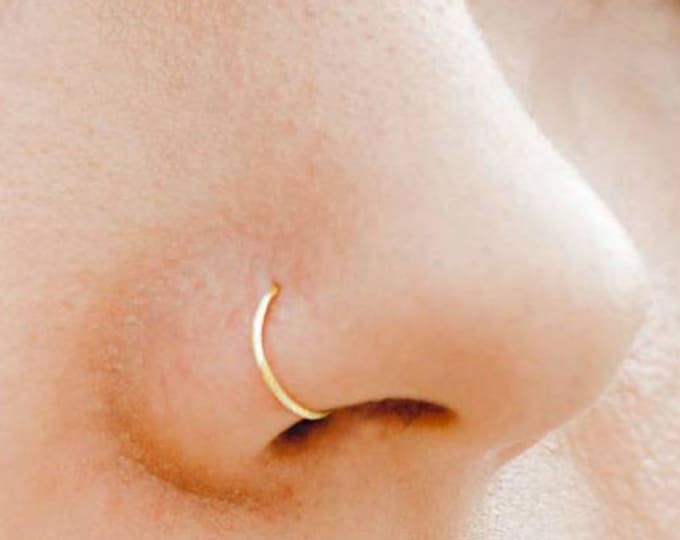 Super Thin Nose Ring, 26 Gauge Nose Ring, Skinny Nose Hoop, Tiny Very