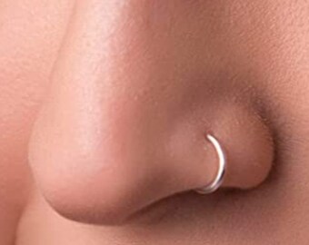 Argentium 940 Silver Nose Ring Hoop Septum - 6mm 7mm 8mm 9mm 10mm - 0.5mm up to 8mm thick