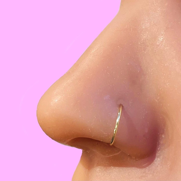 Solid 9ct Gold - Nose Hoop - Seamless Ring - All Sizes - Hand Made to Order