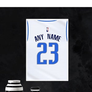 Customizable Dallas Maverik white jersey, wall art decor, basketball team, digital print, poster, gift, any name and number, Jordan, NBA