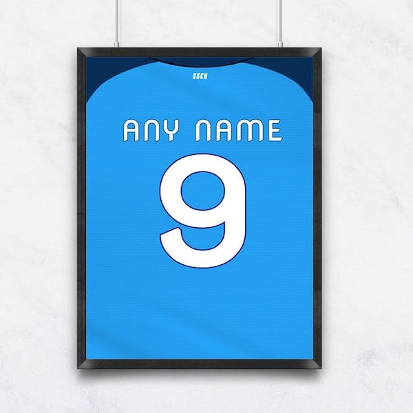 Customizable SSC Napoli Jersey, wall art decor, Naples, Serie A, Milan, Italy, soccer, Digital Print, Poster, Gift, home, season 2022-23