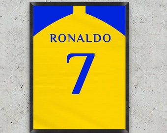 C. Ronaldo Al Nassr jersey, CR7 wall art decor, Qatar, digital print, poster, gift,  customize with any name and number, home, season 22-23