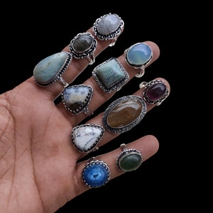 Handmade Mystery Pack Rings, Women’s bulk ring lot fashion Jewelry, mystery rings, funky rings, statement ring, vintage rings, Natural Stone
