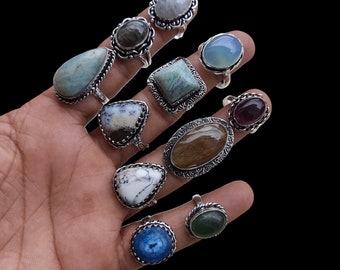 Handmade Mystery Pack Rings, Women’s bulk ring lot fashion Jewelry, mystery rings, funky rings, statement ring, vintage rings, Natural Stone