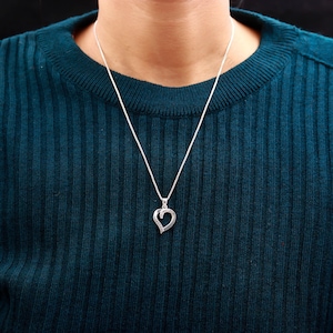 Sterling Silver Heart Pendant Necklace, Dainty CZ Love Pendan, Romantic Jewelry Gift for Her , Anniversary or Valentine&#39;s Gift For Your Love