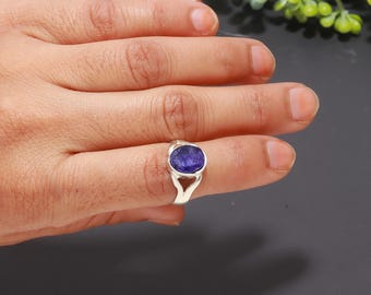 Handmade Tanzanite Sterling Silver Ring | Violet Blue Gemstone Jewelry