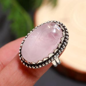 Exquisite Rose Quartz Ring - Gemstone Ring - Pink Statement Ring - 925 Sterling Silver Jewelry - Wedding Gift - Gift For Her - Sale