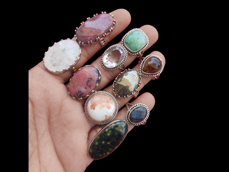 Handmade Gemstone Rings, Semi Precious Stone Rings, Wholesale Bulk ...