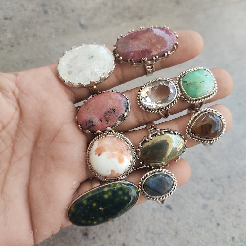 Handmade Gemstone Rings, Semi Precious Stone Rings, Wholesale Bulk ...