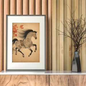 Traditional Japanese Horse Painting Wall Art | Vintage Style Asian Horse Painting | Asian Home Wall Decor Art | PRINTABLE | DIGITAL DOWNLOAD