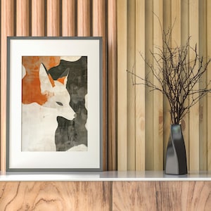 Japanese Kitsune Wall Art | Abstract Fox Wall Print | Fox Painting | Asian Inspired Modern Artwork | PRINTABLE | DIGITAL DOWNLOAD
