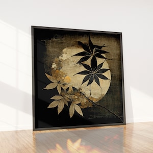 Japanese Rustic Leaves Wall Art | Wabi Sabi Leaves | Foliage Plant Japanese Art Print | Earth Tone Plant Art | PRINTABLE | DIGITAL DOWNLOAD