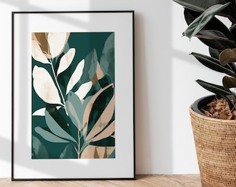 Boho Botanical Leaves Print / Boho Floral Plant Imprimible Wall Art / Pastel Color Boho Plant Art Home Decor / IMPRIMIBLE / DESCARGA DIGITAL