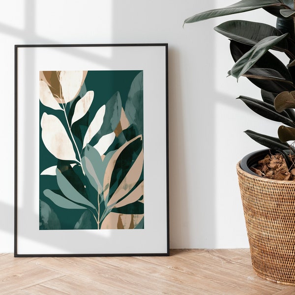 Boho Botanical Leaves Print | Boho Floral Plant Printable Wall Art | Pastel Colored Boho Plant Art Home Decor | PRINTABLE | DIGITAL DOWNLOAD