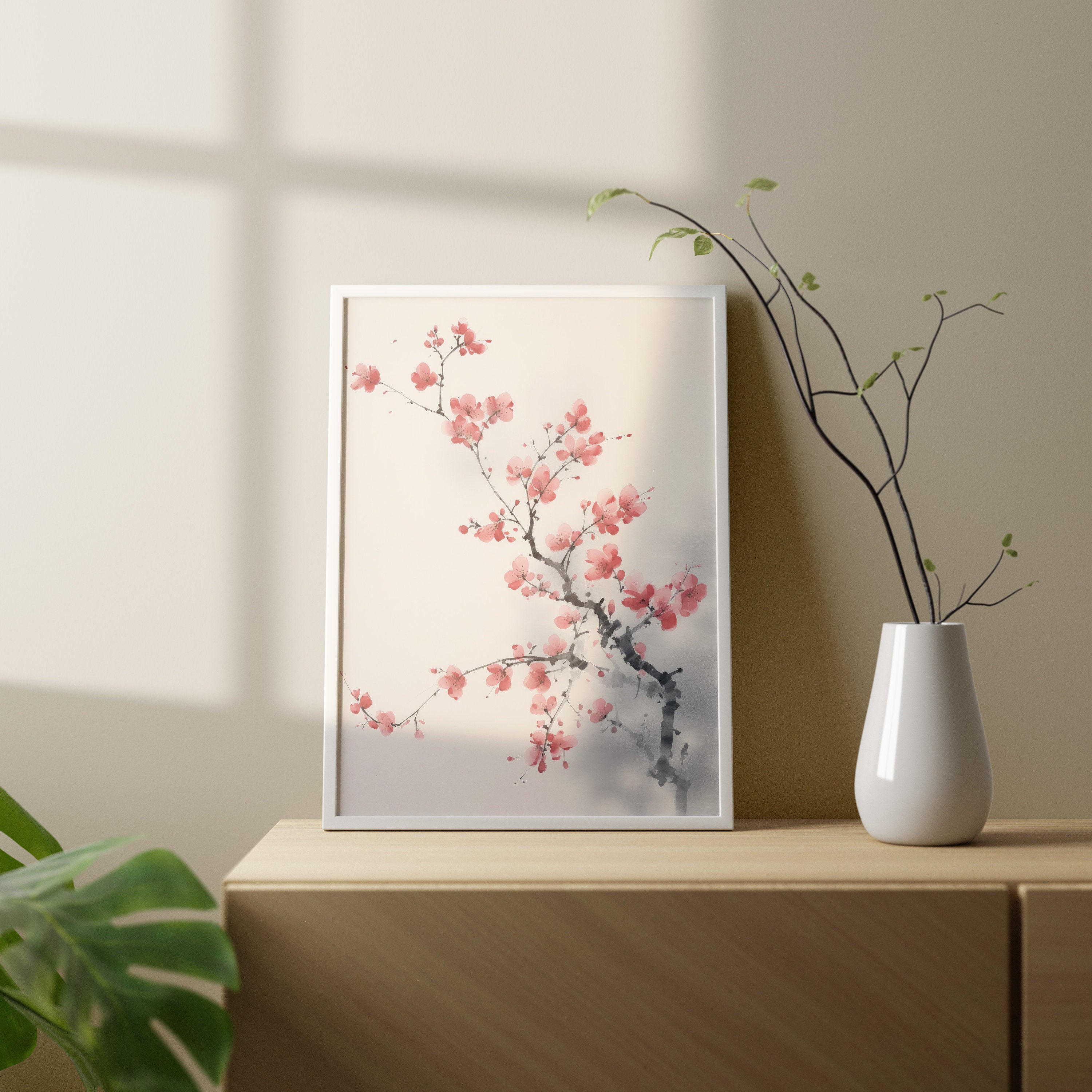 Japanese Sakura Blossom Wall Art | Cherry Blossom Flower Painting ...