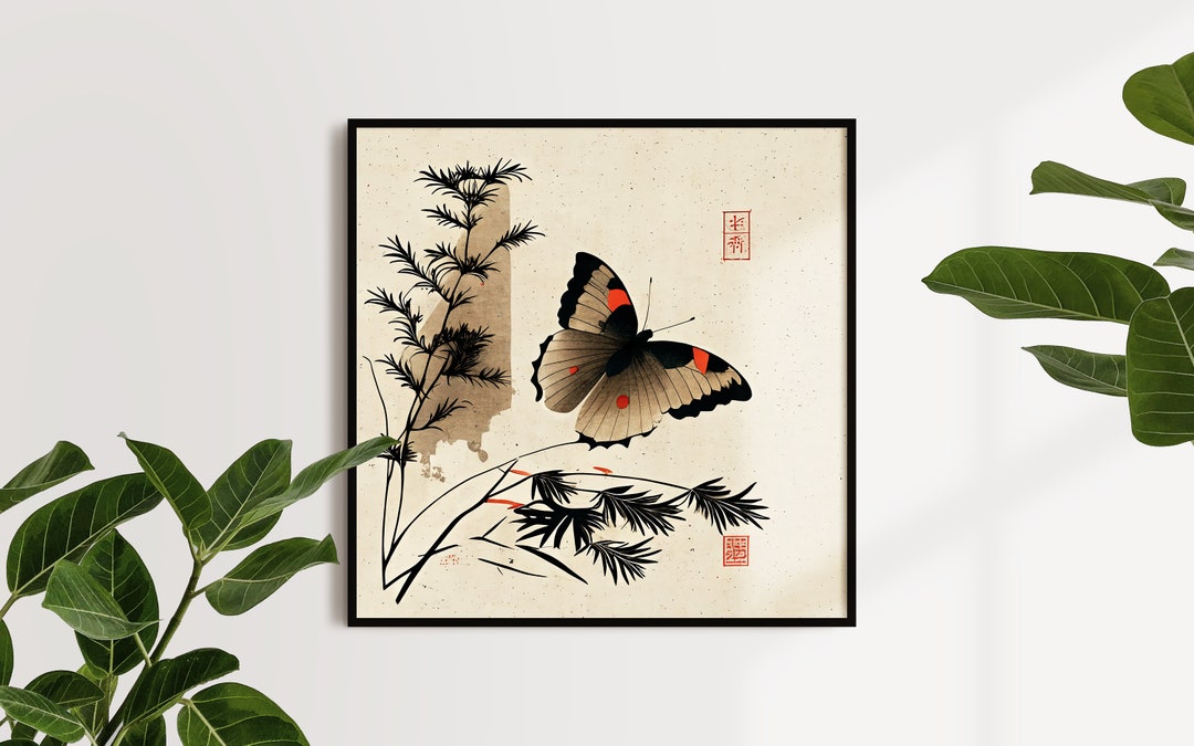 Japanese Butterfly Print Cute Vintage Japanese Wall Art Beautiful