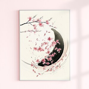 Watercolor Japanese Cherry Blossom Wall Art | Modern Sakura Flower Art Print | Watercolor Painting | PRINTABLE | DIGITAL DOWNLOAD