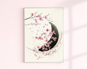 Watercolor Japanese Cherry Blossom Wall Art | Modern Sakura Flower Art Print | Watercolor Painting | PRINTABLE | DIGITAL DOWNLOAD