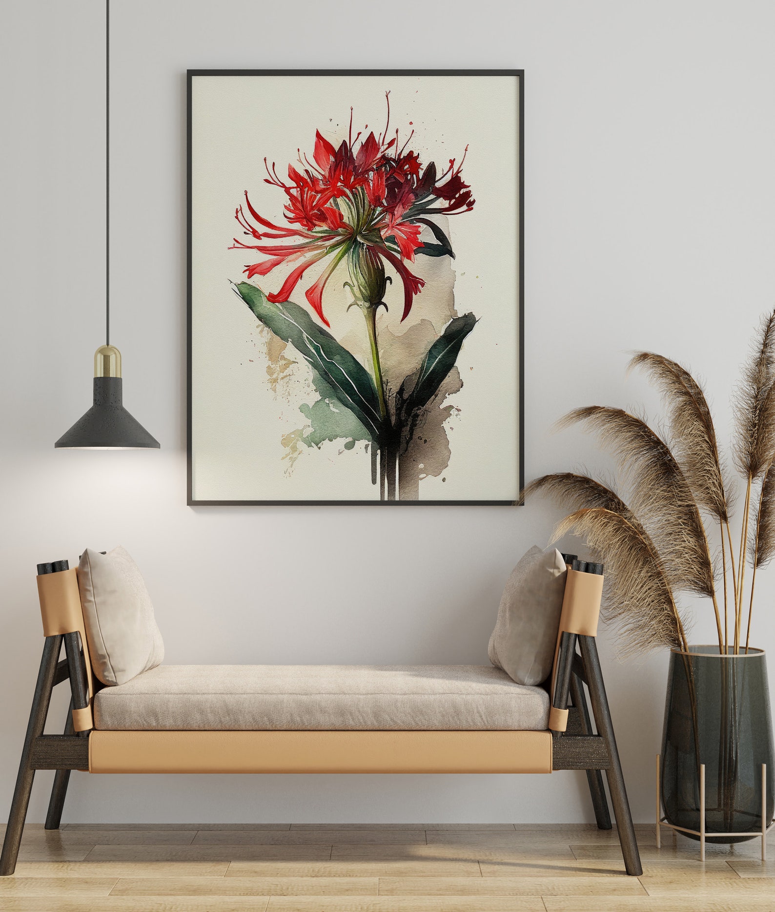 Watercolor Japanese Red Spider Lily Wall Art | Spiderlily Flower Print ...