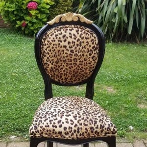 ITALIAN LEOPARD PRINT Gold Leaf Black Accent Chair