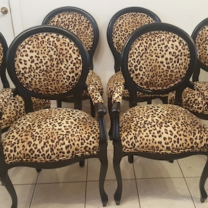 Italian Leopard Print Medallion Black Dining Set