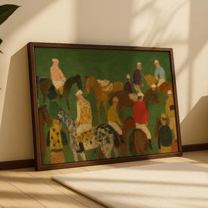 Vintage Pferderennen Poster: Abstrakte Kunst, Rustikales Grünes Dekor